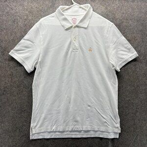 Brooks Brothers Polo Shirt Mens Medium White Original Fit Supima Cotton Stretch